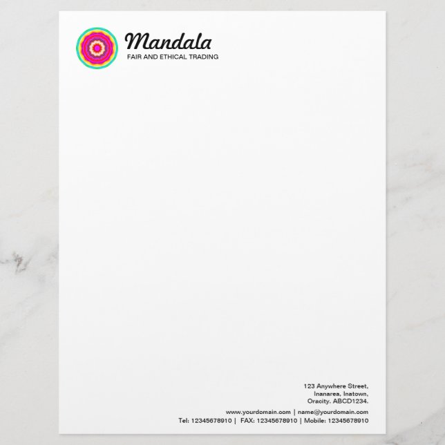 Kaleidoscopic Mandala 019 Letterhead (Front)
