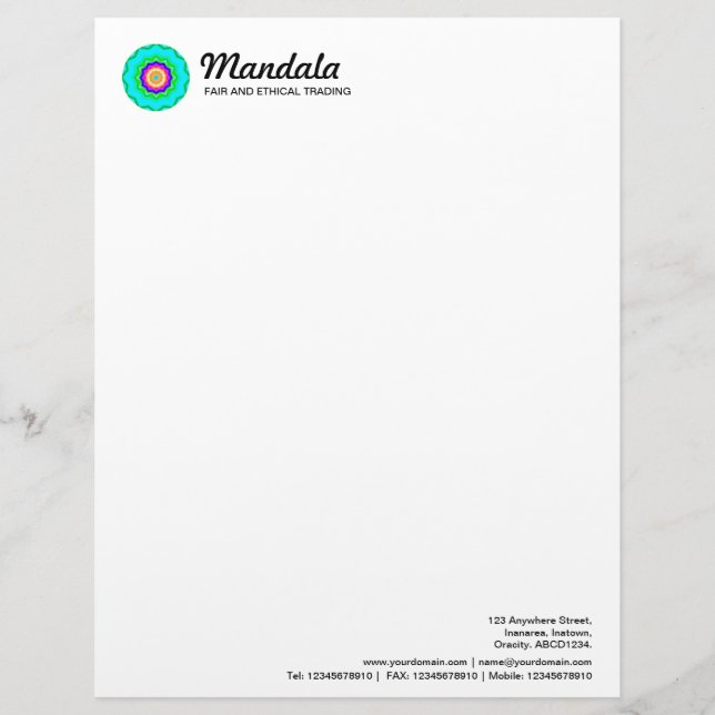 Kaleidoscopic Mandala 021 Letterhead (Front)