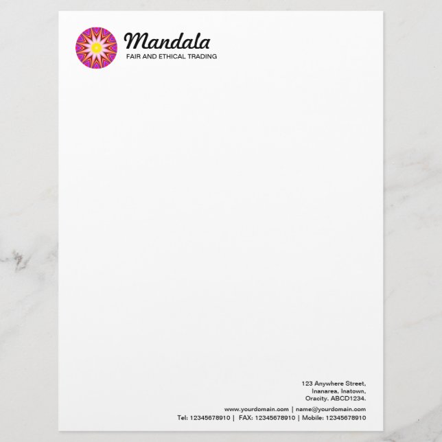 Kaleidoscopic Mandala 023 Letterhead (Front)