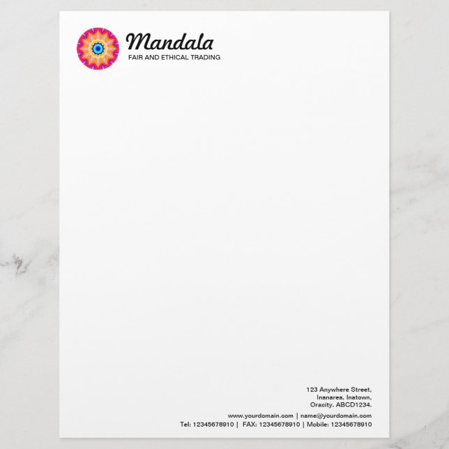 Kaleidoscopic Mandala 024 Letterhead (Front)