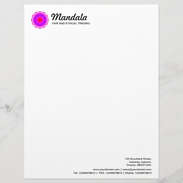 Kaleidoscopic Mandala 026 Letterhead (Front)