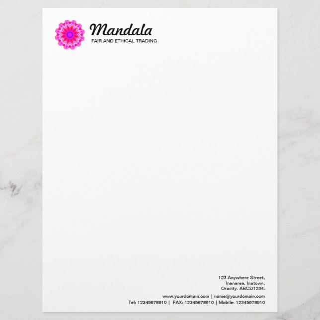 Kaleidoscopic Mandala 027 Letterhead (Front)