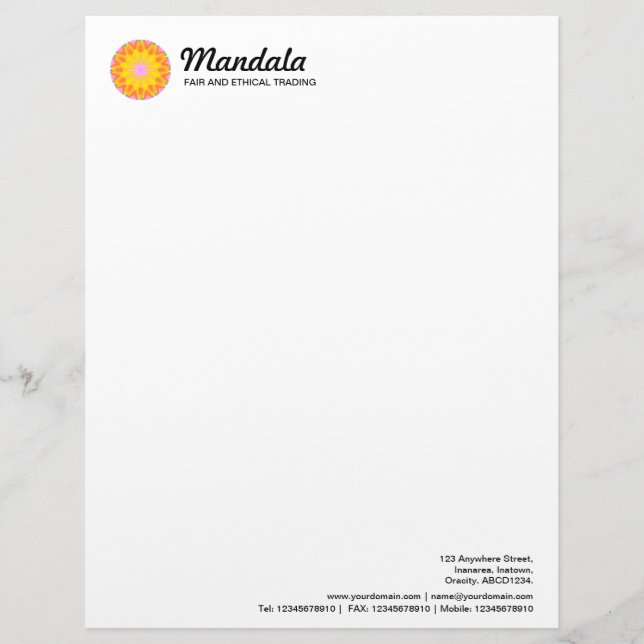 Kaleidoscopic Mandala 029 Letterhead (Front)