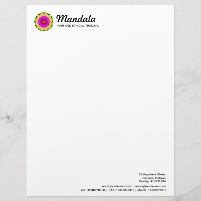 Kaleidoscopic Mandala 02 Letterhead (Front)