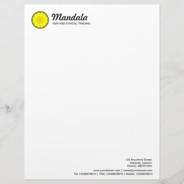 Kaleidoscopic Mandala 031 Letterhead (Front)