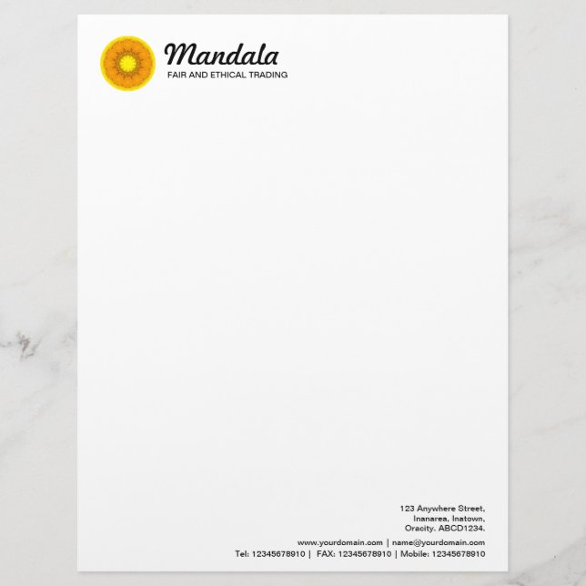 Kaleidoscopic Mandala 033 Letterhead (Front)