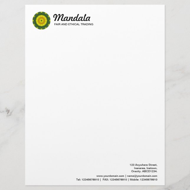 Kaleidoscopic Mandala 034 Letterhead (Front)