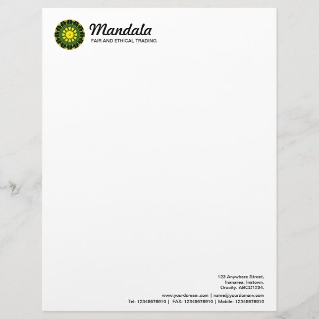 Kaleidoscopic Mandala 037 Letterhead (Front)