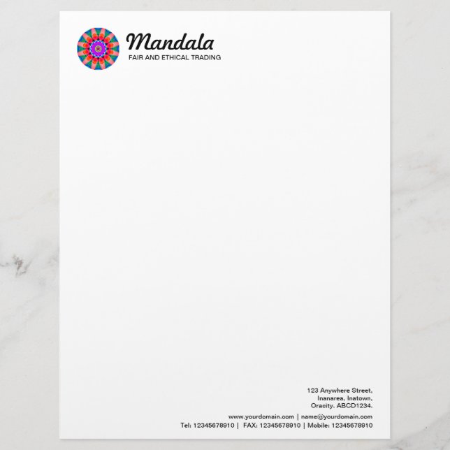 Kaleidoscopic Mandala 03 Letterhead (Front)