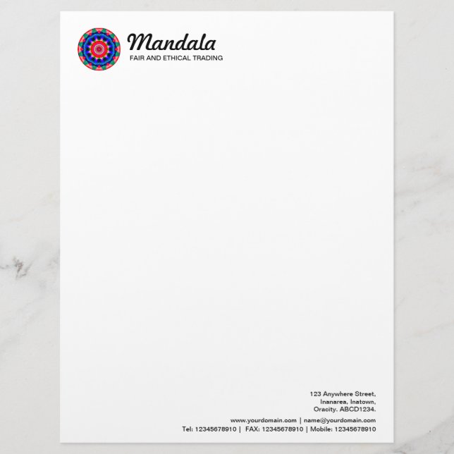 Kaleidoscopic Mandala 04 Letterhead (Front)