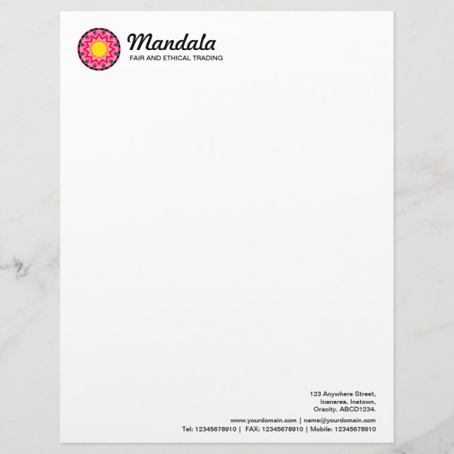 Kaleidoscopic Mandala 06 Letterhead (Front)