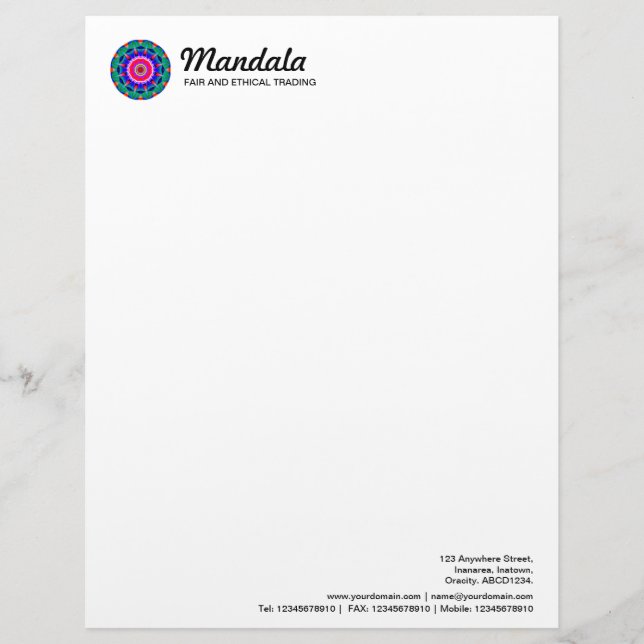 Kaleidoscopic Mandala Letterhead (Front)