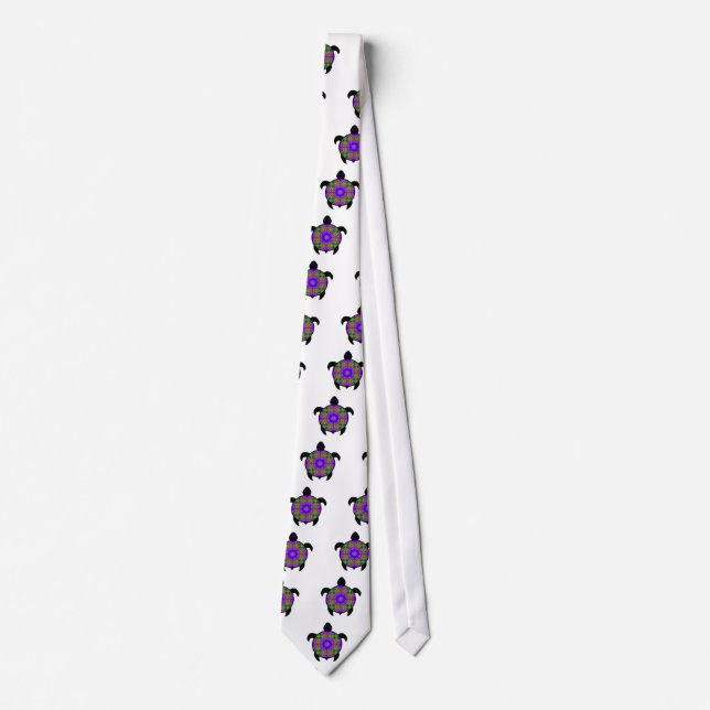 Kaleidoscopic Mandala Turtle Design Neck Tie (Front)