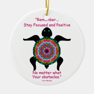 Kaleidoscopic Mandala Turtle Ornament.3 Ceramic Ornament