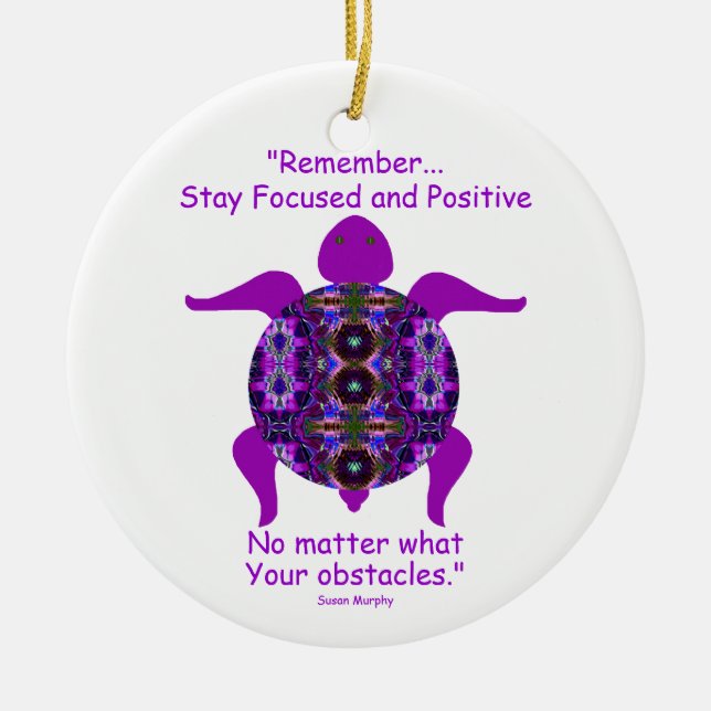 Kaleidoscopic Mandala Turtle Ornament.6 Ceramic Ornament (Front)