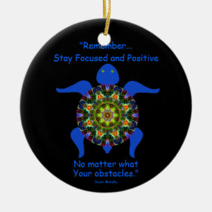 Kaleidoscopic Mandala Turtle Ornament.8 Ceramic Ornament