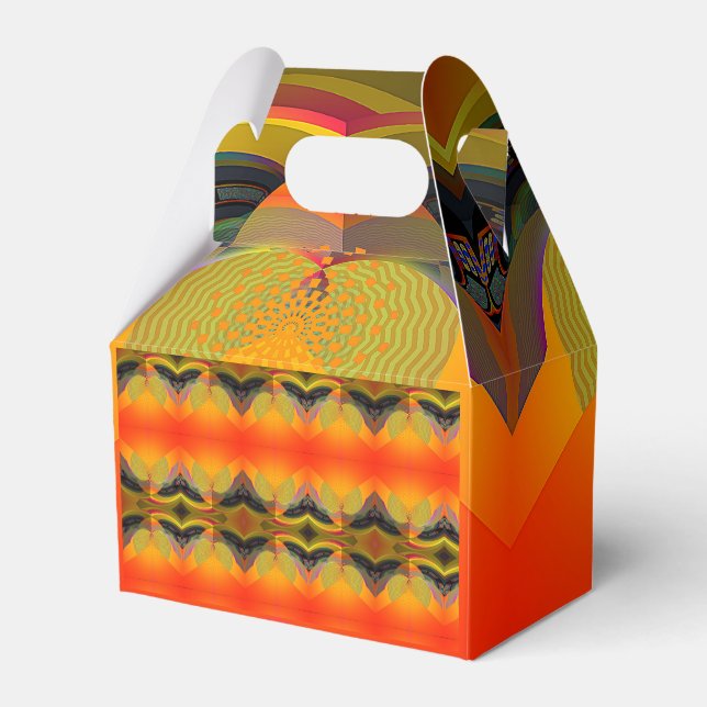 Kaleidoscopic Orange  Favor Boxes (Front Side)