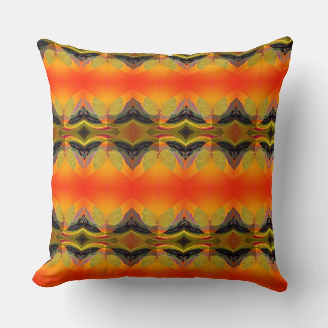 Kaleidoscopic Orange  Throw Pillow (Front)