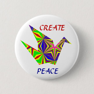 Kaleidoscopic Peace Crane Button