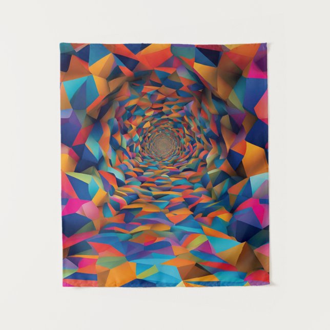 Kaleidoscopic Prism Tunnel Tapestry (Front)