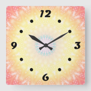 Kaleidoscopic summer circle mosaic print cake co square wall clock