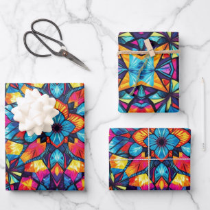 Kaleidoscopic Wrapping Paper - Colorful Patterns