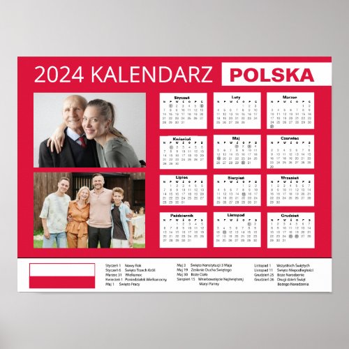 Kalendarz z wÅasnymi zdjÄciami 2024  Poland  Poster