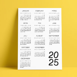 Kalender Deutsch 2025 Calendar Black And White Invitation