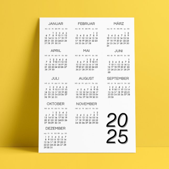 Kalender Deutsch 2025 Calendar Black And White Invitation (Kalender Deutsch 2025 Calendar Black And White Invitation)