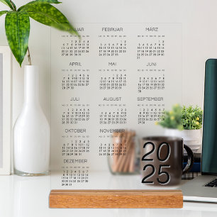 Kalender Deutsch 2025 Calendar Full Year Acrylic Sign