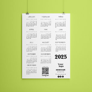 Kalender Deutsch 2025 Full Year Calendar Qr Code Invitation