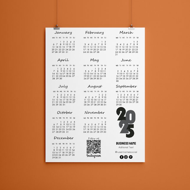 Kalender Deutsch 2025 Year Calendar Basic  Invitation (2025 Year Calendar Basic Black And White Invitation)