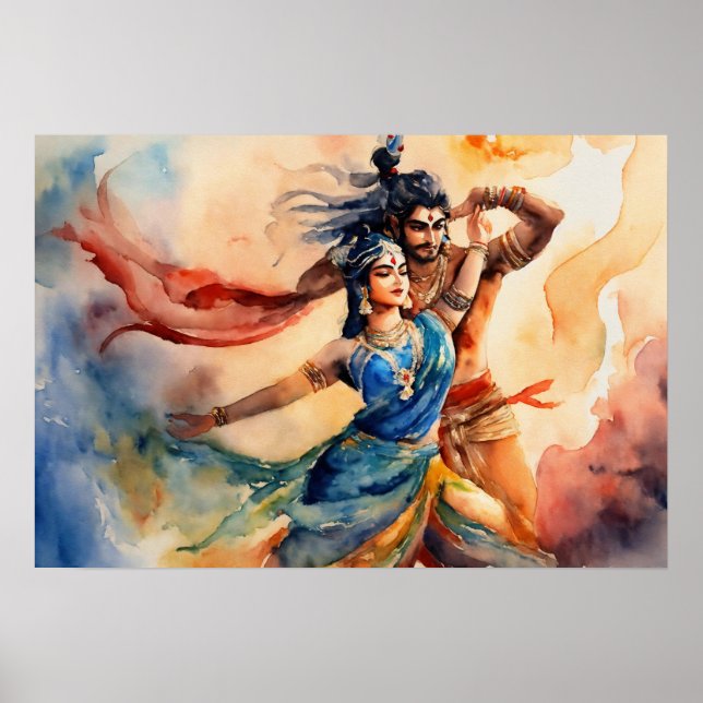 Kali and Shiva Dancing feet Painting  Poster (Front)