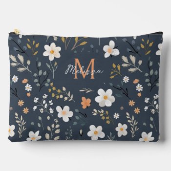 Kali Floral Blossom Monogrammed Accessory Pouch by Letsrendevoo at Zazzle