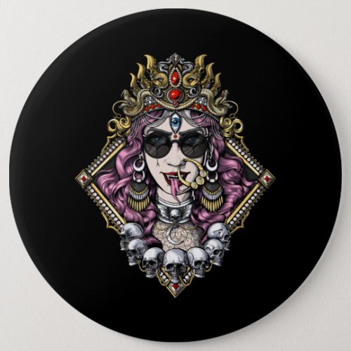 Kali Gothic Hindu Goddess Button