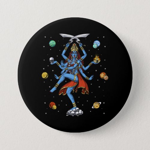 Kali Hindu Goddess Button