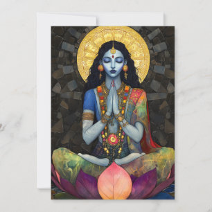 Kali in Meditation: Mosaic Blue Gold Goddess Art Invitation