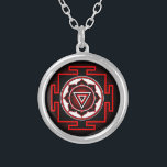 Kali Yantra Silver Plated Necklace<br><div class="desc">In many sources Kāli is praised as the highest reality or greatest of all deities. The Nirvana-tantra says the gods Brahma, Vishnu, and Shiva all arise from her like bubbles in the sea, ceaselessly arising and passing away, leaving their original source unchanged. The Niruttara-tantra and the Picchila-tantra declare all of...</div>