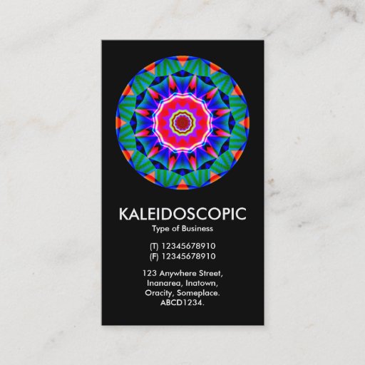 Customizable Kaliedoscopic Mandala 01 - Black Business Card