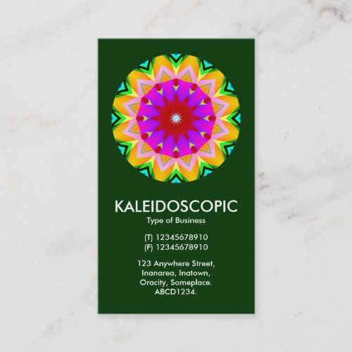 Kaliedoscopic Mandala 02 _ Dark Green 003300 Business Card