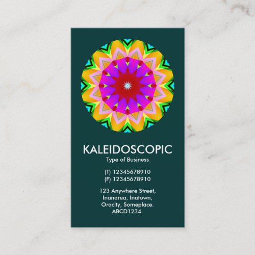 Kaliedoscopic Mandala 02 _ Dark Green 003333 Business Card