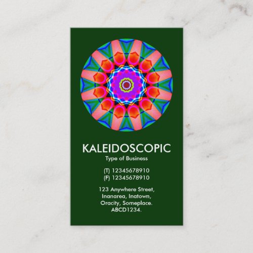 Kaliedoscopic Mandala 03 _ Dark Green 003300 Business Card