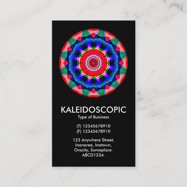 Kaliedoscopic Mandala 04 - Black Business Card (Front)