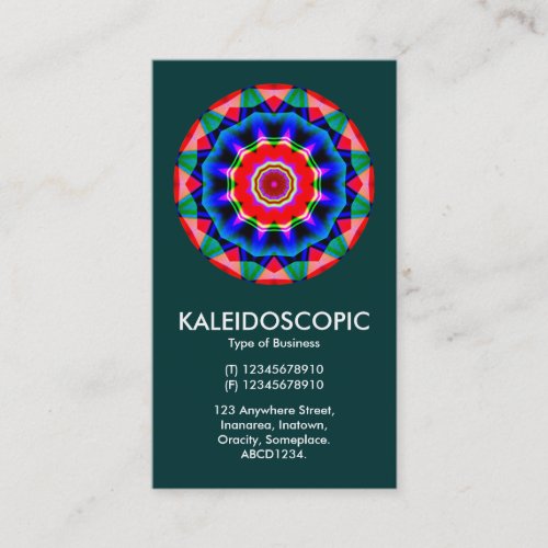 Kaliedoscopic Mandala 04 _ Dark Green 003333 Business Card