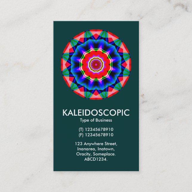 Kaliedoscopic Mandala 04 - Dark Green (003333) Business Card (Front)
