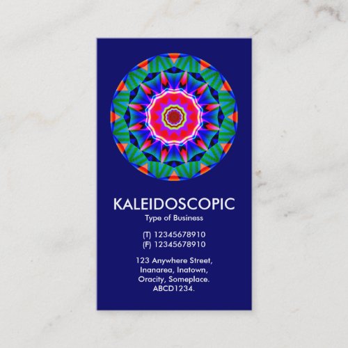 Kaliedoscopic Mandala _ Dark Blue Business Card