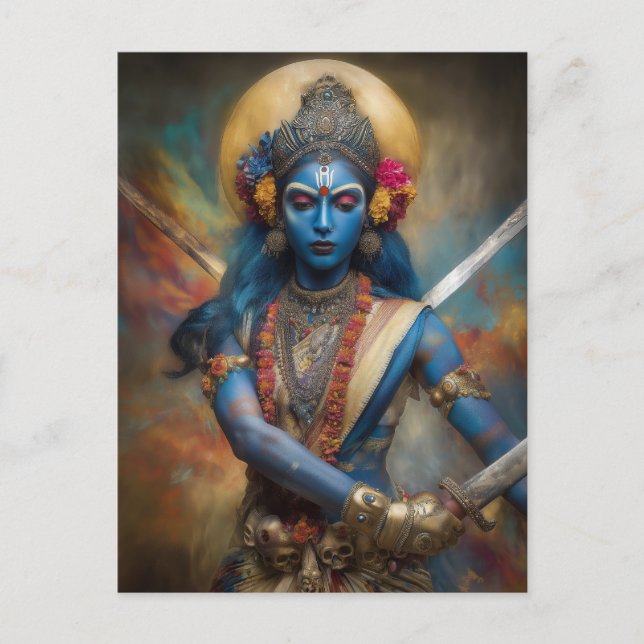 Kali's Warrior Meditation: Goddess Shakti Painting Postcard (Front)