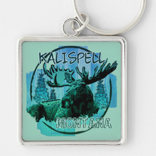 Kalispell Montana rustic moose keychain
