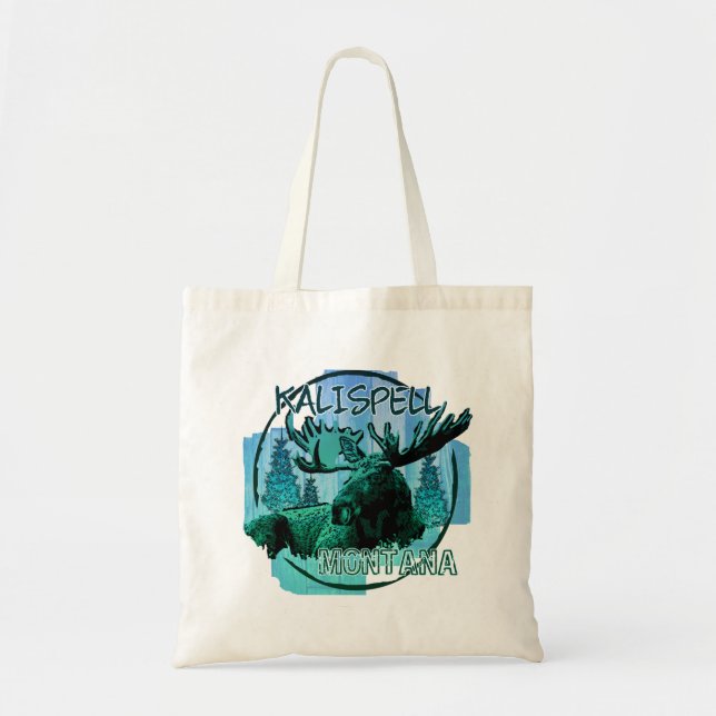 Kalispell Montana rustic moose tote bag (Front)