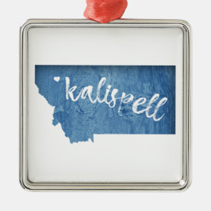 Kalispell Montana Wood Grain Metal Ornament